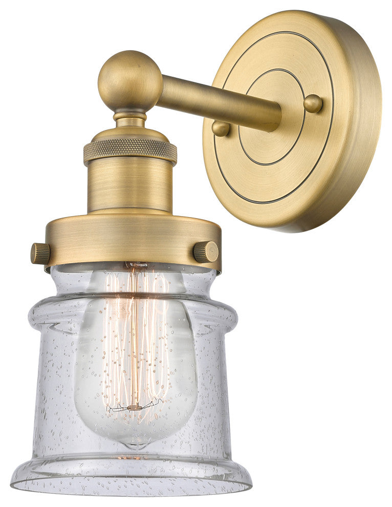 Canton 1-Light 5" Sconce, Brushed Brass Finish, Seedy Shade