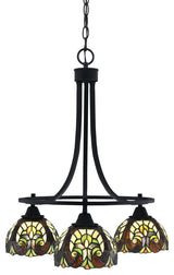 Paramount Downlight 3-Light Chandelier, Matte Black, 7" Ivory Cypress Art