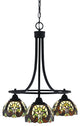 Paramount Downlight 3-Light Chandelier, Matte Black, 7" Ivory Cypress Art