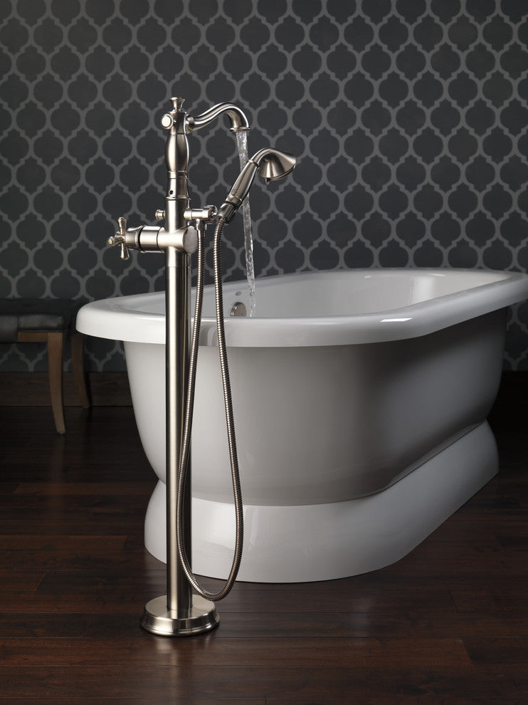 Delta Cassidy Traditional Floor Mount Tub Filler Trim - Less Handle, Stainless