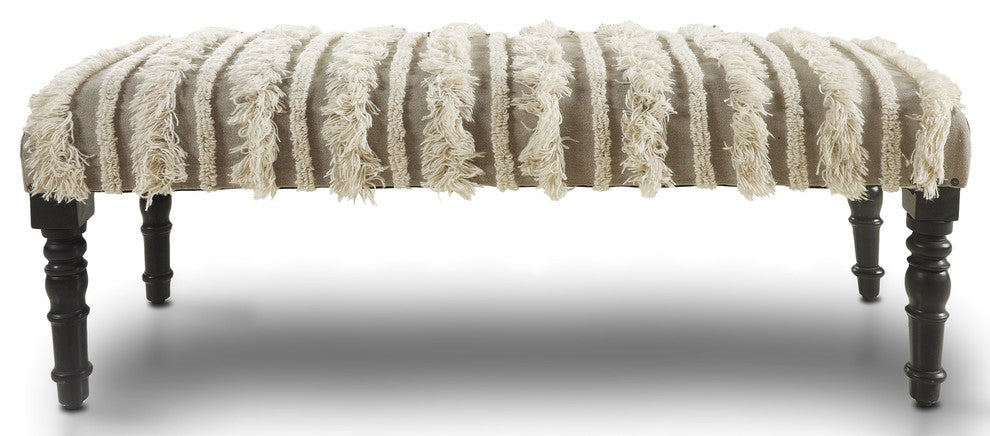 Cream Tufted Indoor Bench, 47" Length