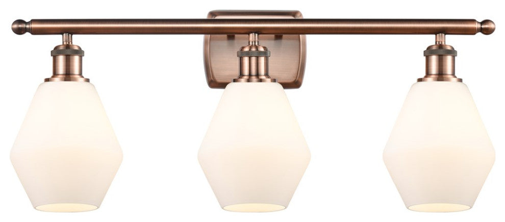 Innovations 516-3W-AC-G651-6-LED 3-Light Bath Vanity Light, Antique Copper