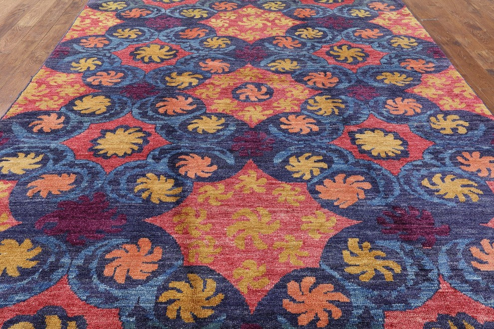 Unqiue All Over Design Blue Overdyed 8'x10' Hand Knotted Wool Area Rug H8815