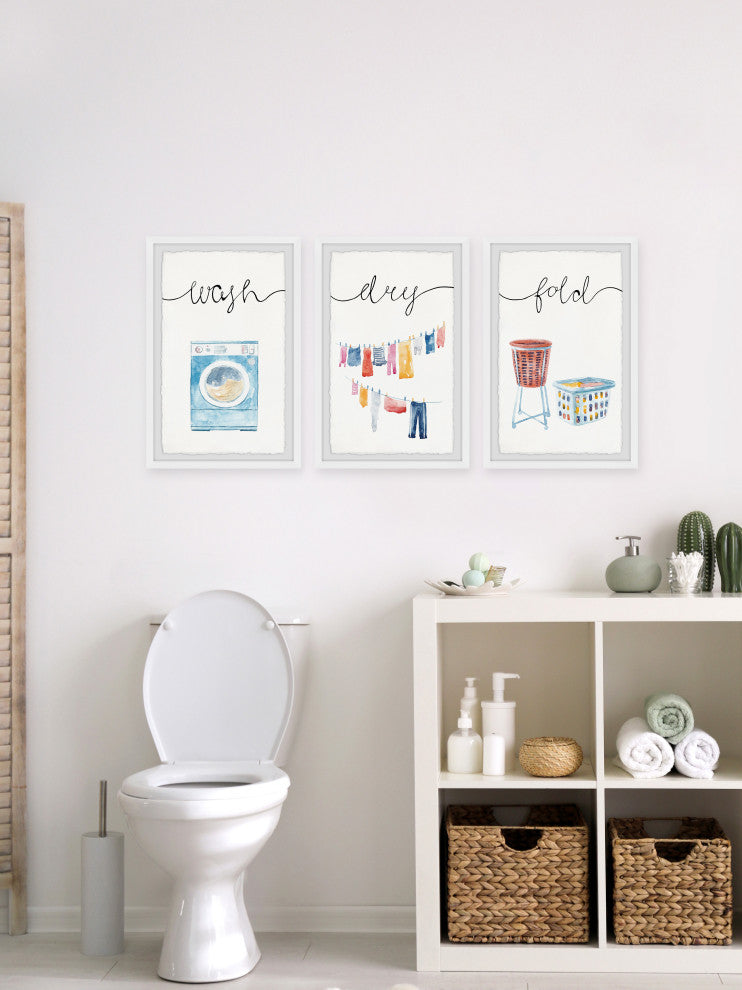Line Dry Laundry Triptych, 3-Piece Set, 24x36 Panels