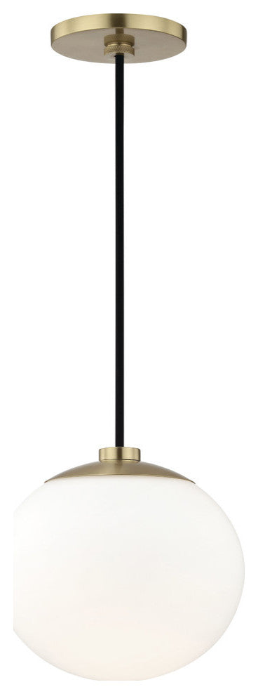 Estee Pendant, Opal Etched Glass, Finish: Aged Brass