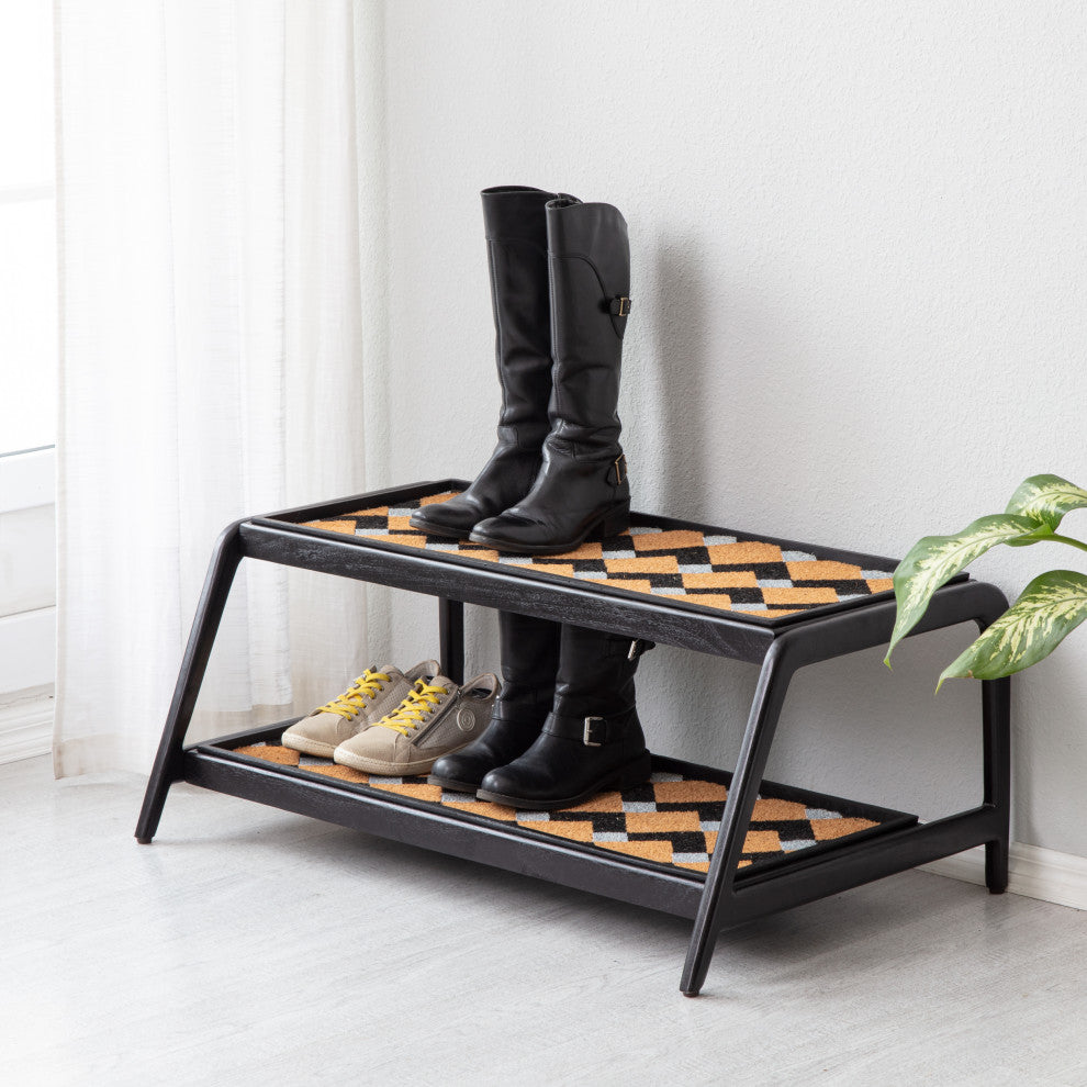 Double-Tier Black Stand With 3-Pair Rubber Boot Trays Mt. Tam