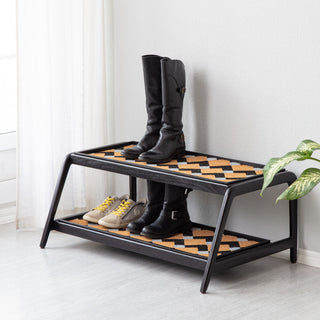 Double-Tier Black Stand With 3-Pair Rubber Boot Trays Mt. Tam