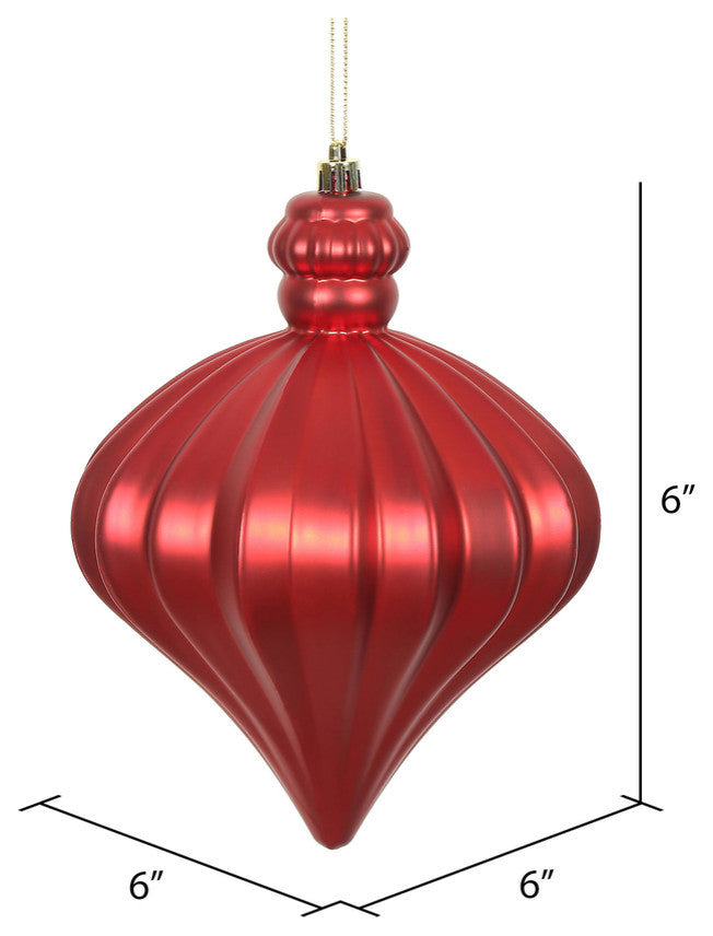 Vickerman 6" Red Matte Onion Drop 4-Pack, N175803D
