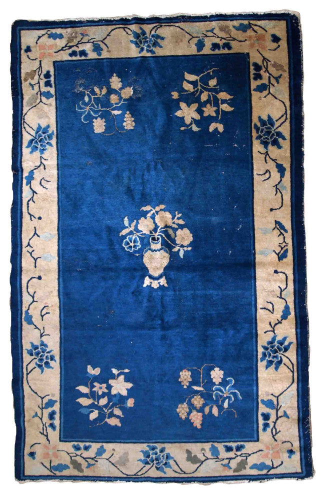 Handmade Antique Peking Chinese Rug, 4.1'x6.4', 125cmx195cm 1900s