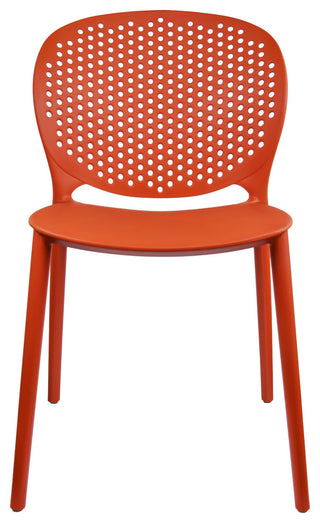 Stackable Plastic Armless Side Dining Chairs Fully Assembled Set of 2, Dark Orange
