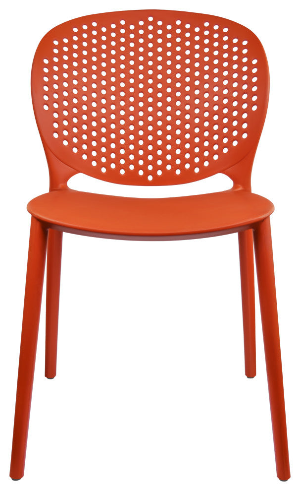 Stackable Plastic Armless Side Dining Chairs Fully Assembled Set of 2, Dark Orange