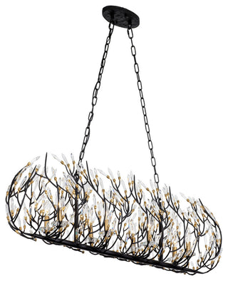 Bask 8-Lt Crystal Linear Pendant - Matte Black/French Gold