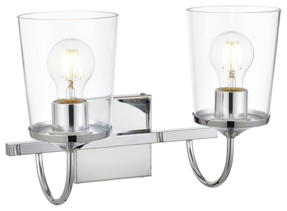 2 Light Chrome And Clear Bath Sconce
