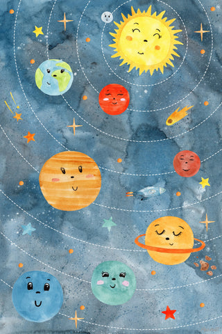 "Planets in Orbit" Painting Print on Wrapped Canvas, 20x30