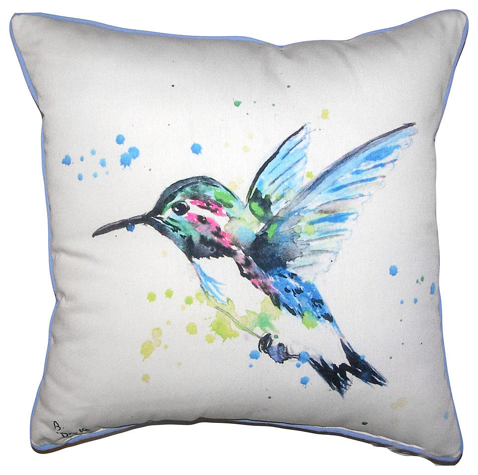 Green Hummingbird Small Outdoor/Indoor Pillow 12x12 - Set of Two