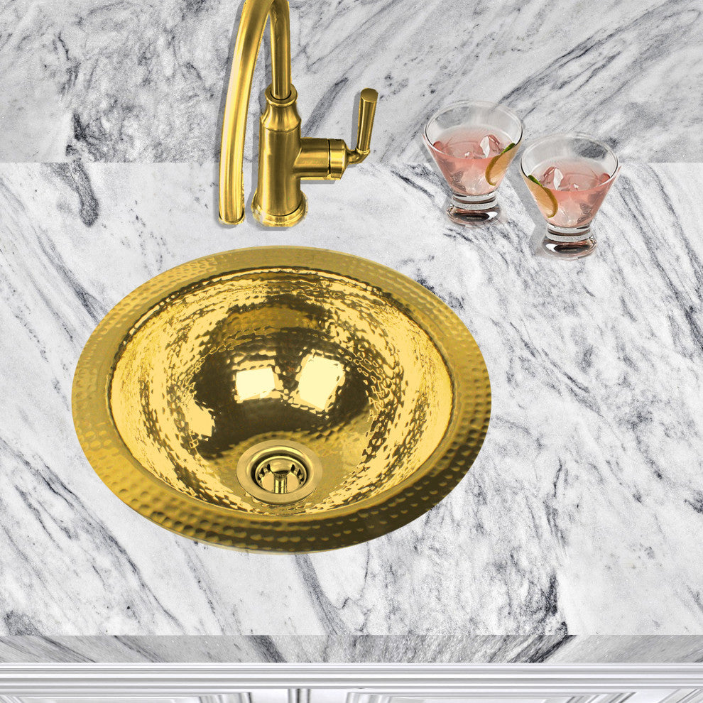 Nantucket Sinks 13" Hand Hammered Brass Round Undermount Bar Room Sink