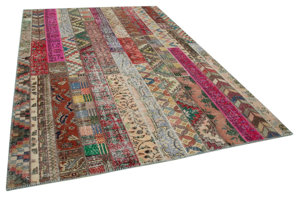 Rug N Carpet - Handwoven Oriental 6' 8" x 10' 0" Vintage Patchwork Area Rug