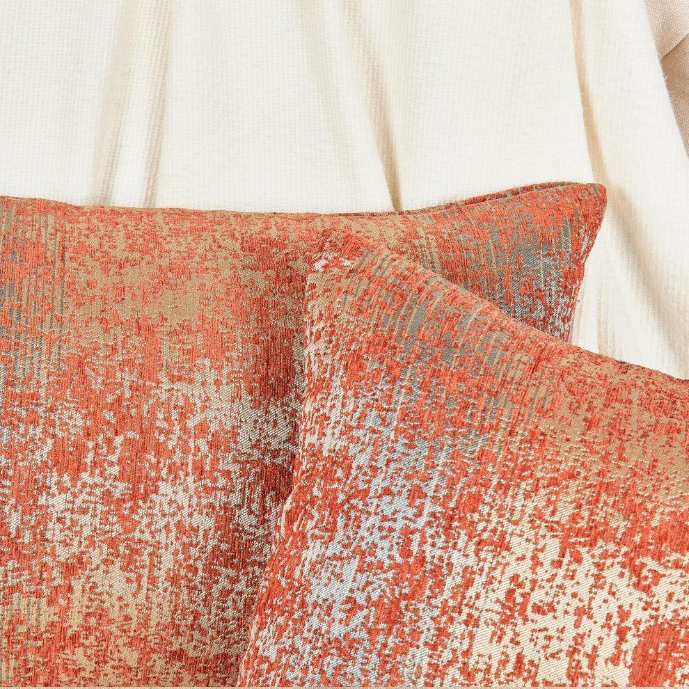 Jacquard Chenille Big Zipper Pillow Cover Set, Orange, 2 Piece, 20"x20"