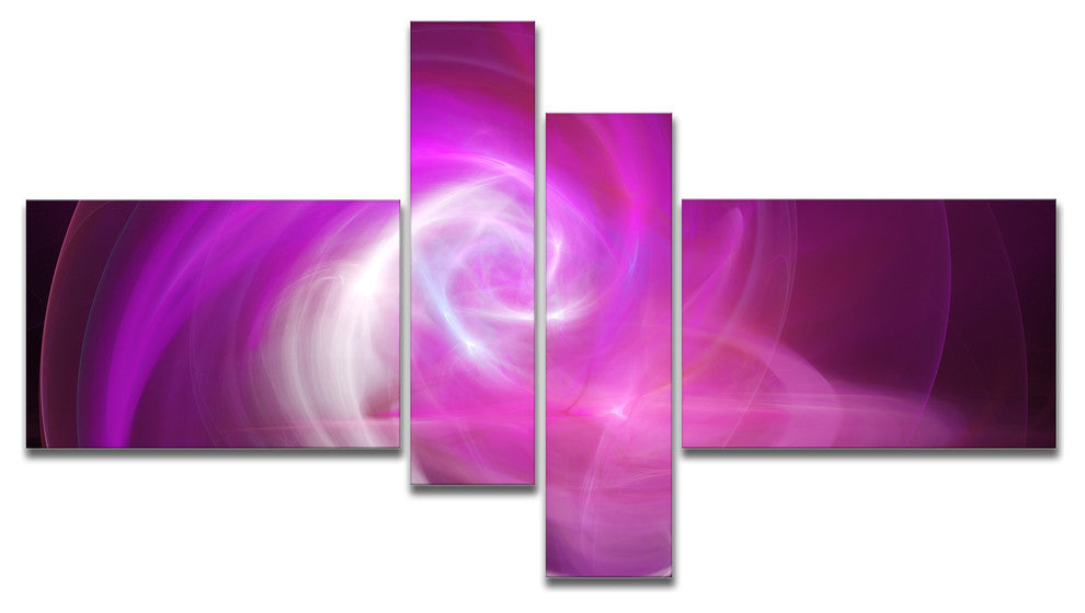Pink Fractal Abstract Illustration, Abstract Canvas Wall Art, 60"x32", 4 panels