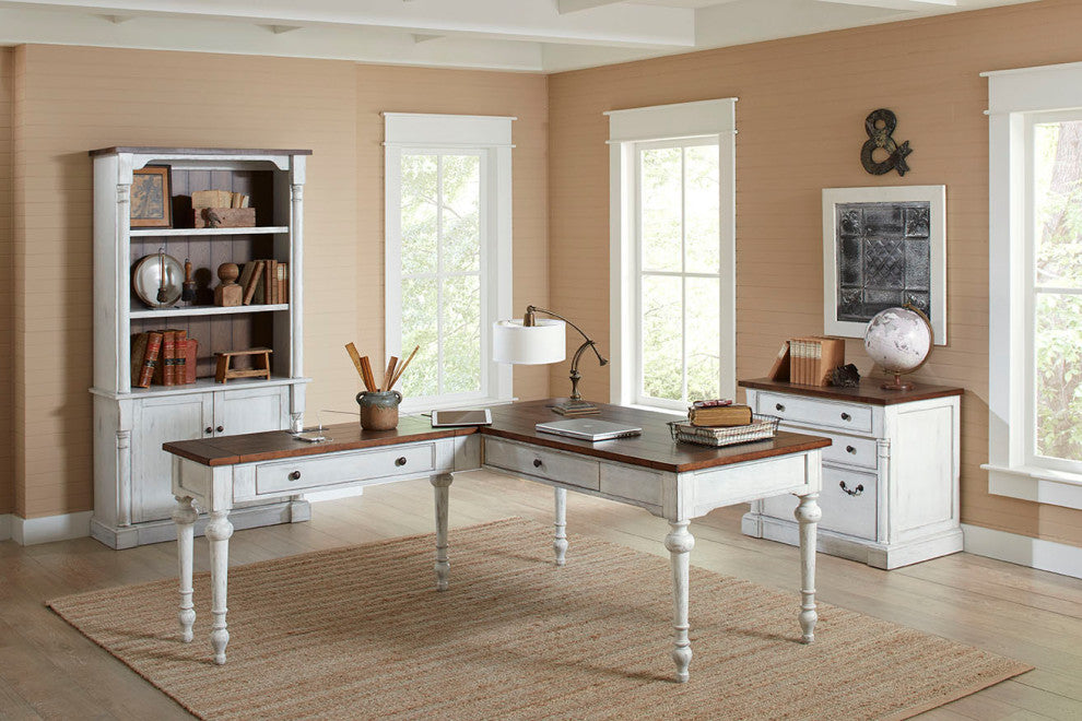 Rustic Wood Writing Desk and Return