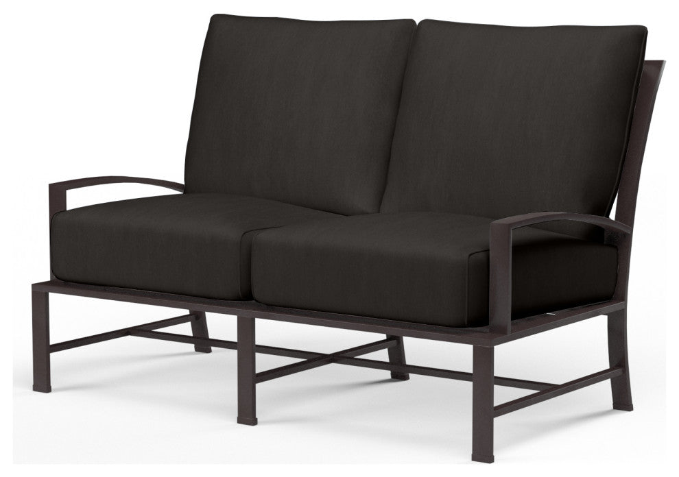 La Jolla Spectrum Carbon Sunbrella Upholstered Cushions Outdoor Loveseat