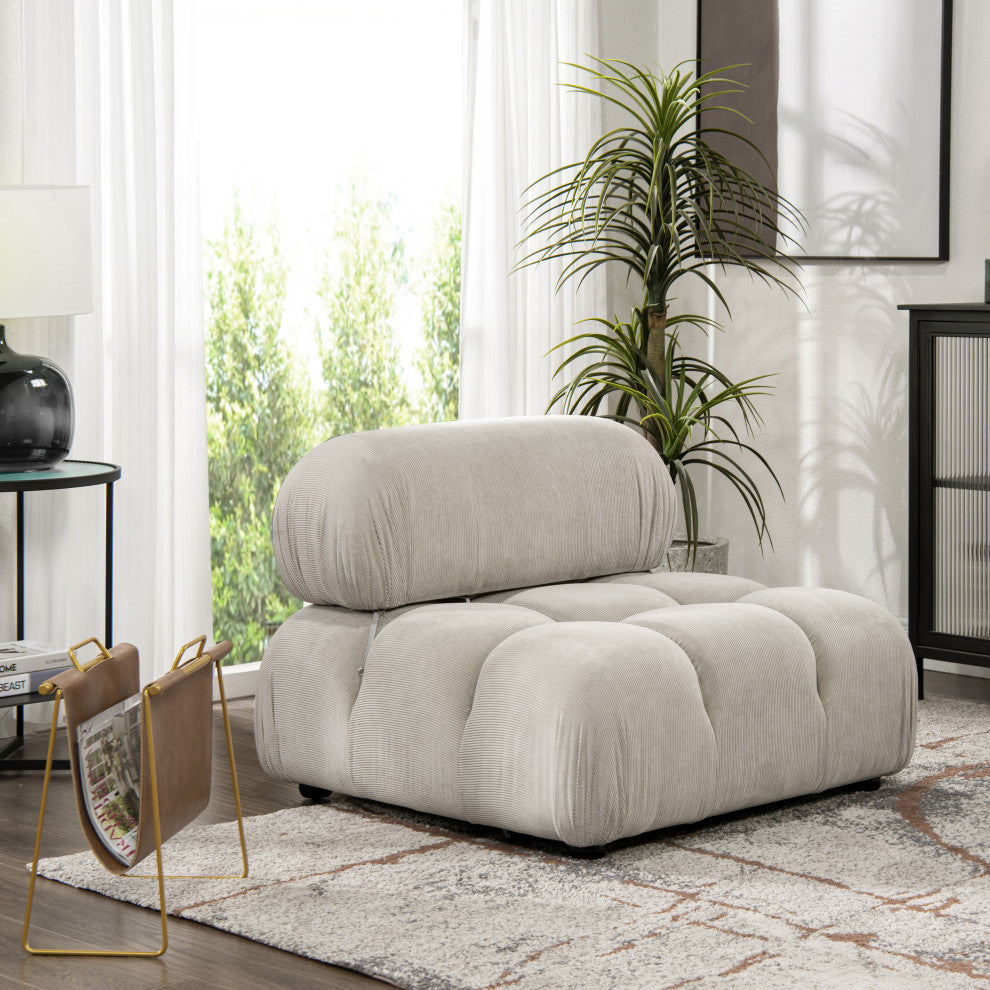Marcel 36" Modular Arm Chair, Pebble Gray Corduroy