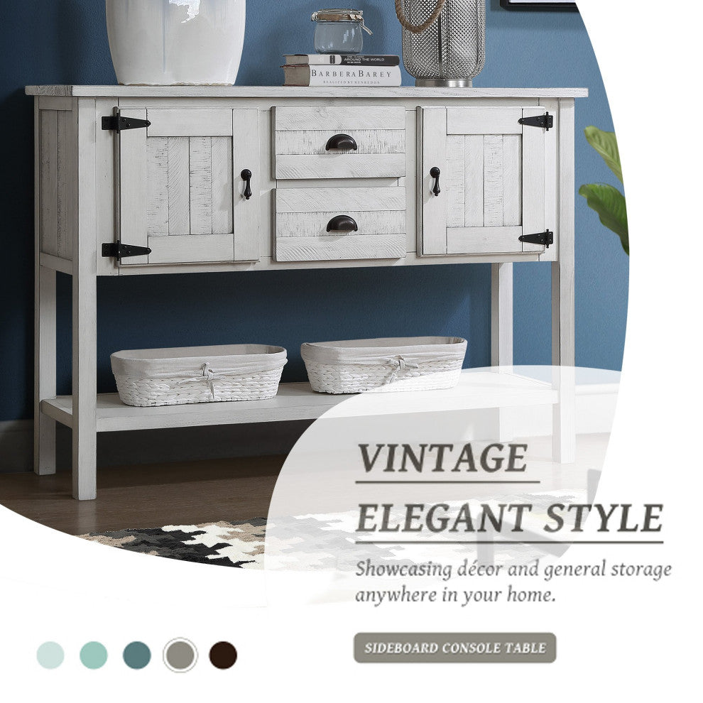 TATEUS 48'' Retro Style Dining Buffet Server Cabinet for Living Room and Kitchen, White