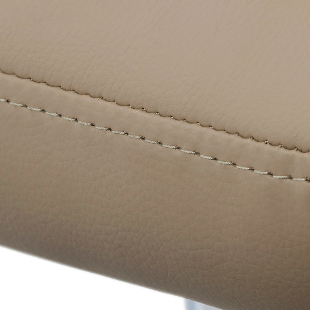 Button Tufted Swivel PU Leather Papasan Chair, Khaki