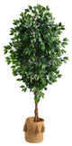 6' Ficus Artificial Tree With Natural Trunk in Natural Jute Planter With Tassels