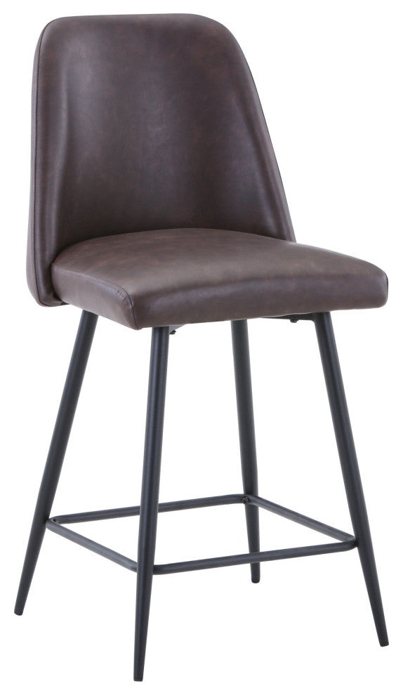 Maddox Faux Leather Upholstered Counter Height Barstool (Set of 2) - Dark Brown