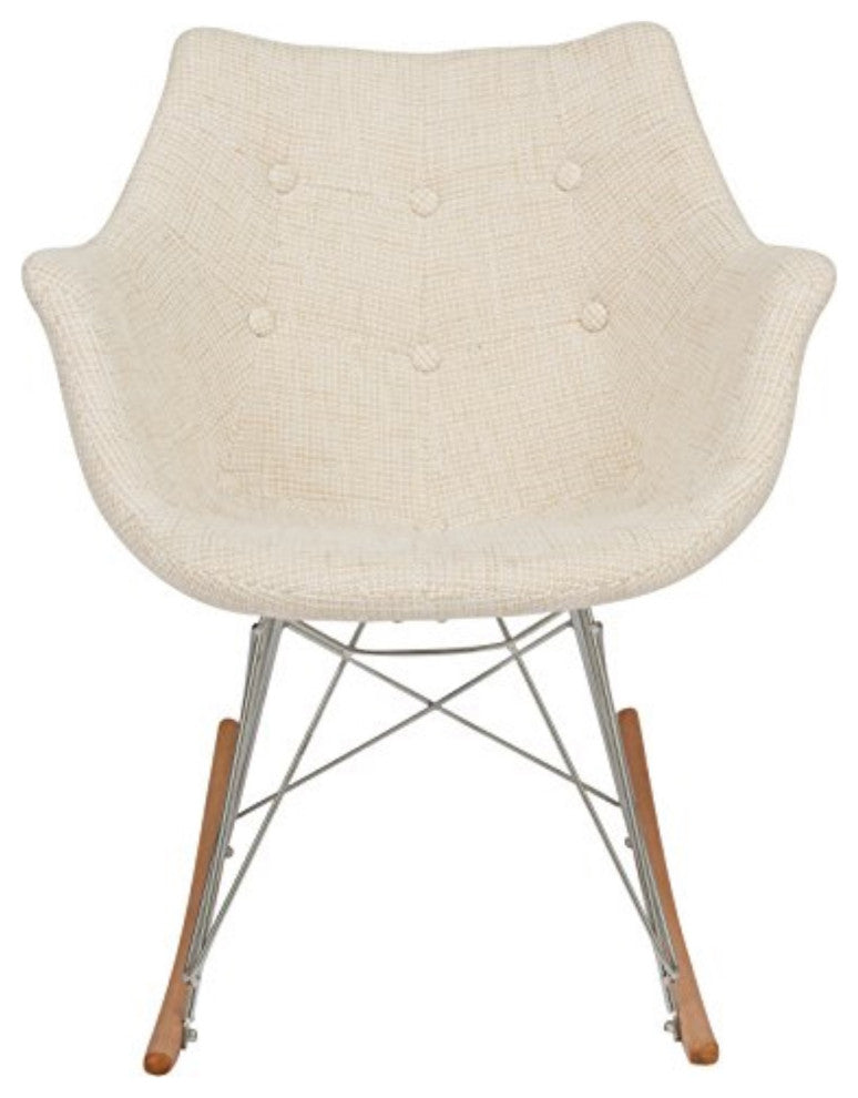 LeisureMod Willow Twill Fabric Eiffel Rocking Chair