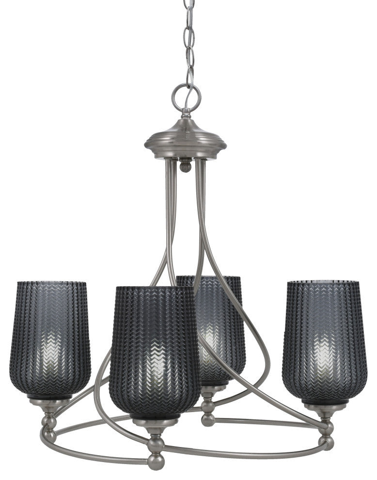 Capri 4-Light Chandelier, Brushed Nickel/Smoke Textured