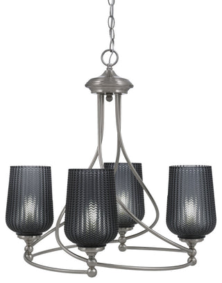 Capri 4-Light Chandelier, Brushed Nickel/Smoke Textured
