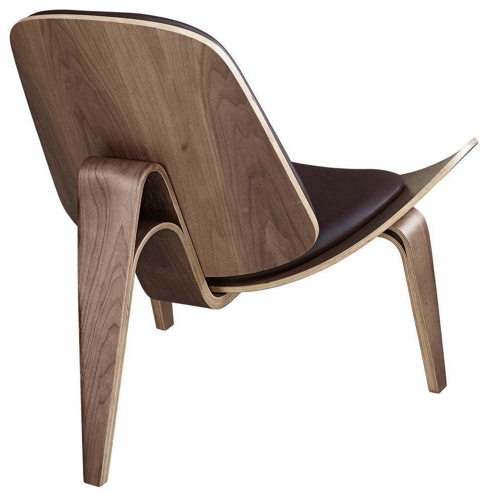 Modern Contemporary Living Room Lounge Chair Walnut Brown