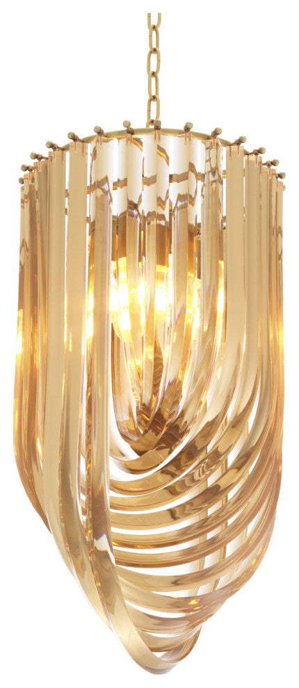 Gold Lucite Loop Chandelier | Eichholtz Murano