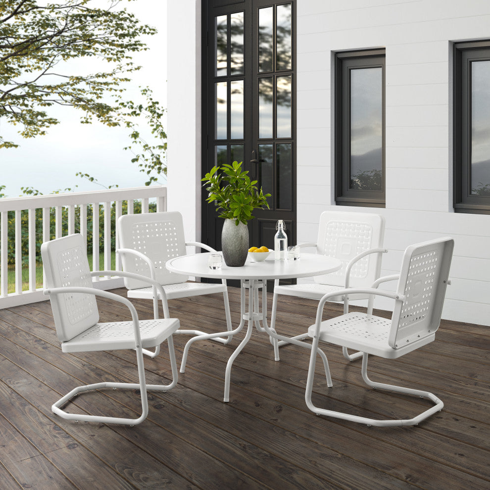 Bates 5-Piece Outdoor Dining Set, White Gloss
