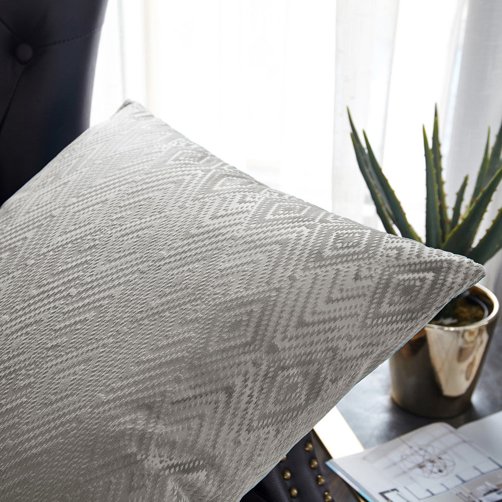 IKAT Velvet Pillow Shell Sets, Silver, 26" X 14"