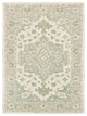 9" x 12" Green and Cream Medallion Area Rug