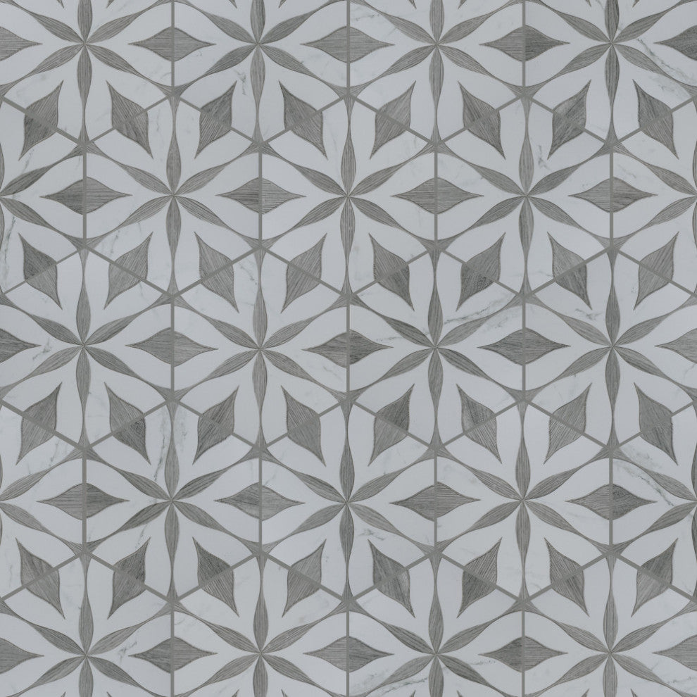 Llama Flower Loire Silver Smoke Porcelain Floor and Wall Tile