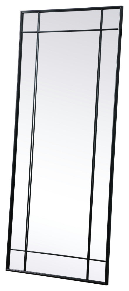 French Panel Full Length Mirror 30x70", Black