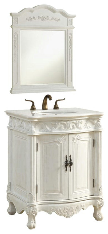 Elegant VF-1008 27" Single Bathroom Vanity Set, Antique White