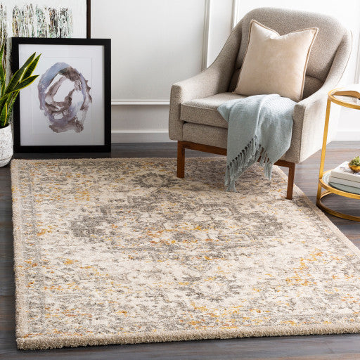 Surya Tuscany TUS-2307 9'x12'1" Rug, Champagne/Cream/Burnt Orange/Brown/Denim