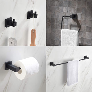 Cube 5-Piece Bathroom Hardware Set, Matte Black