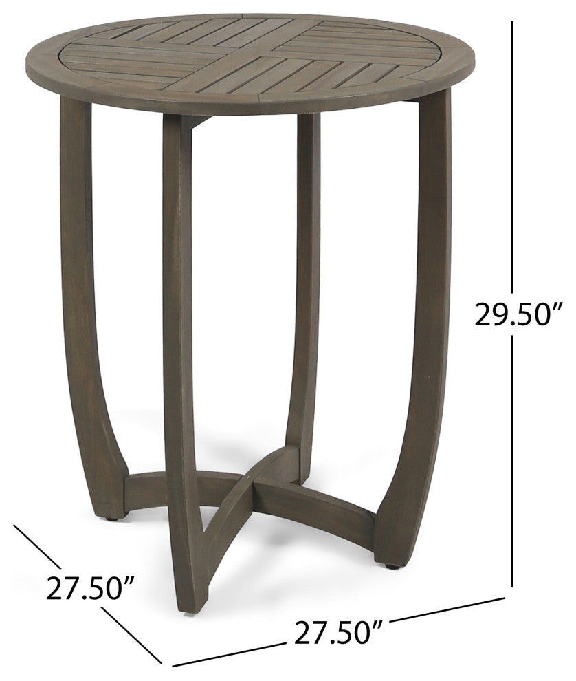 GDF Studio 3-Piece Lori Outdoor Wood and Wicker Bistro Set, Gray and Light Gray