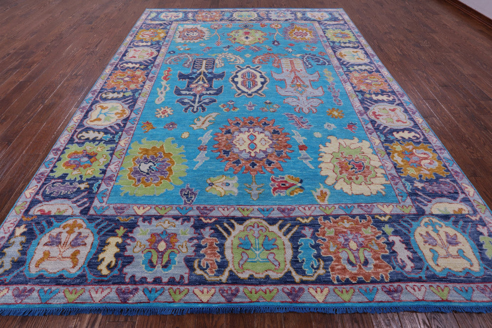 9' 1" X 11' 10" Turkish Oushak Hand-Knotted Wool Rug - Q14990