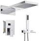 CASAINC 22" Wall Mounted Luxury Waterfall Shower System w Handheld Spray, Chrome