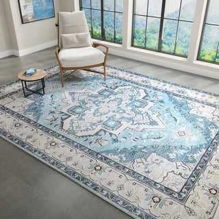 Amer Rugs Myra Shantalle MYR-2 Blue Power-loomed - 2'8" X 10' Runner Area Rug