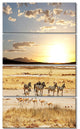 Zebras and Antelopes in Africa, African Landscape Canvas Art, 28"x48", 4 Panels