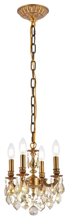 Elegant Lighting 9104D10-GT/RC Lillie 4 Light 10"W Crystal - Dark Bronze