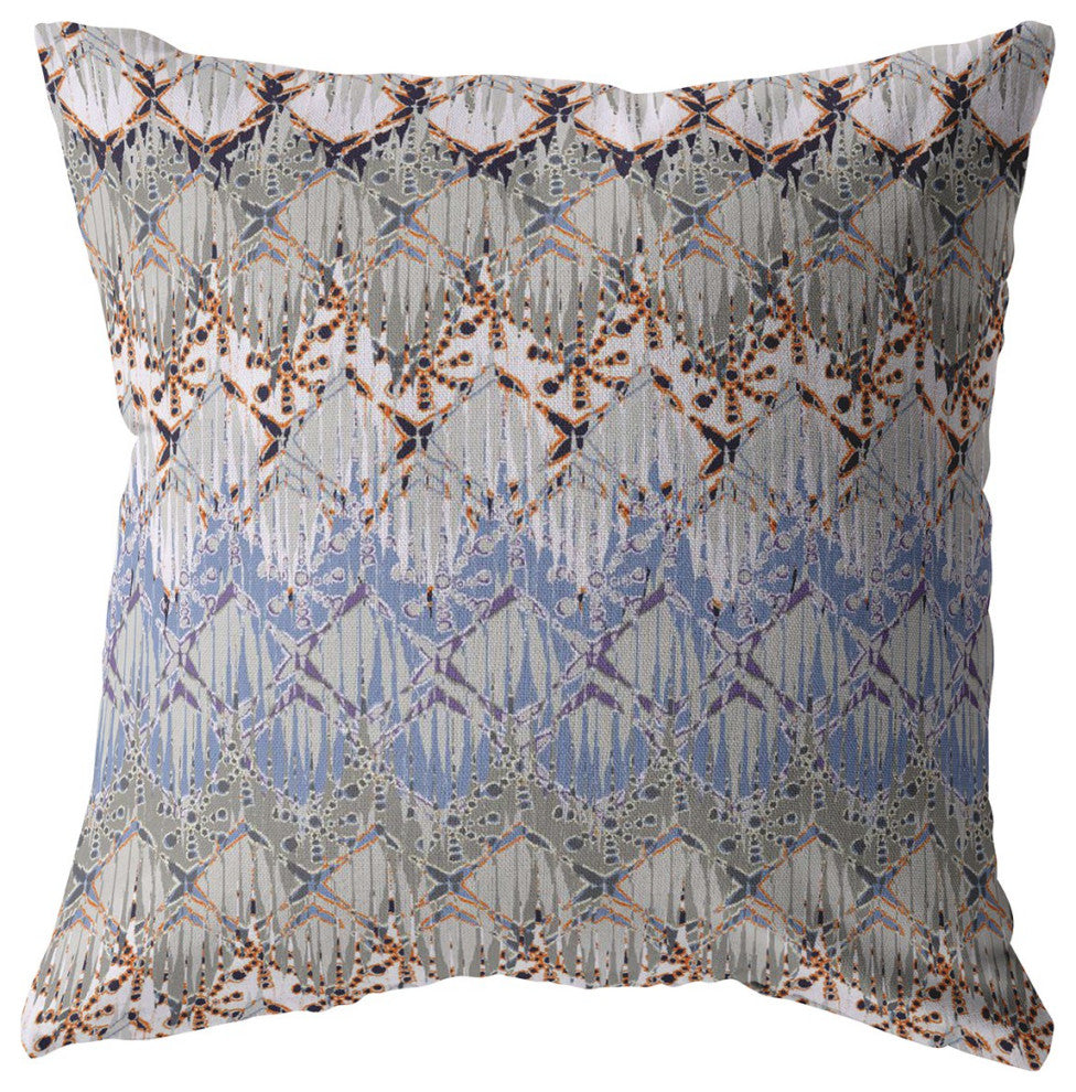 16 Orange Gray Hatch Decorative Suede Throw Pillow
